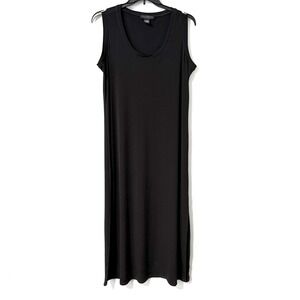 Grace Elements Women's Tank Maxi Dress Solid Black 1X Scoop Neck 56" Jersey Knit